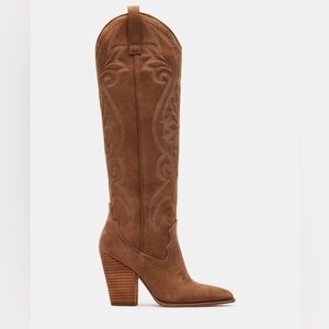 Steve Madden x Free People Lasso Chestnut Suede western boots